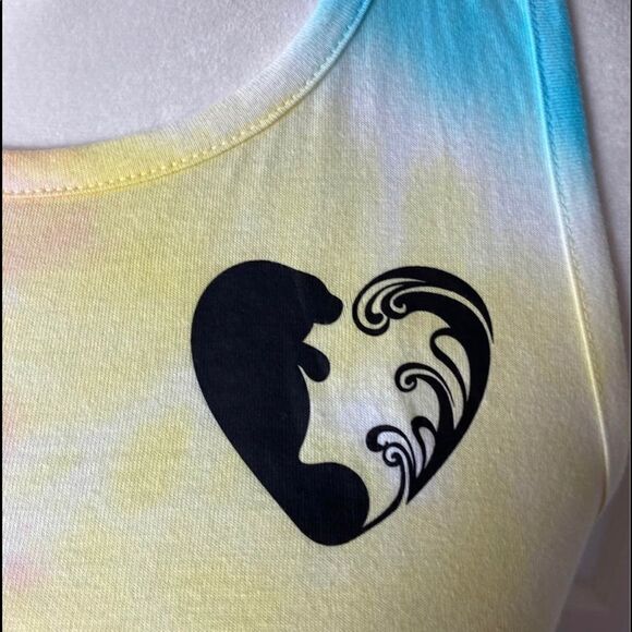 CHUBBY MERMAID “Save The Manatees” Girls Large Tank - Picture 2 of 5